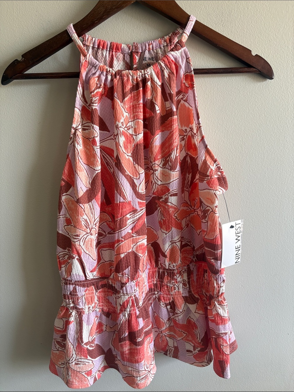Nine West Pink & Coral Floral Halter Top